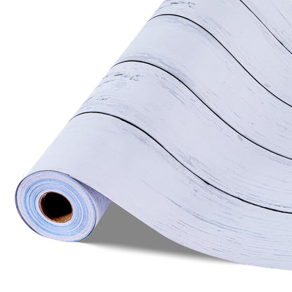Peel and Stick Wallpaper, 45cm x 15m Contact Paper White Wood Textured Waterpoof Self Adhesive, Easy to Clean & Peel Wall Decorative Vinyl Roll for Bedroom Kitchen Office Bathroom Desk