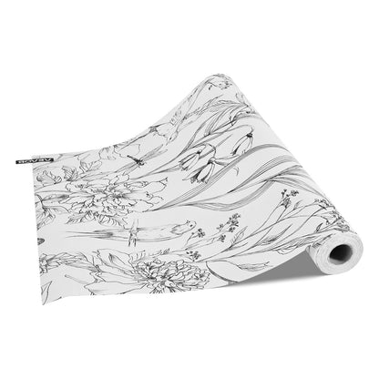 Peel and Stick Wallpaper, 45cm x 10m Contact Paper White Line Art Botanical Floral Waterpoof Self Adhesive, Easy to Clean Wall Decorative Vinyl Roll for Bedroom Kitchen Office Bathroom