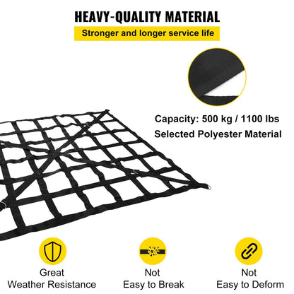 Heavy Duty Truck Bed Cargo Net 1.68m x 1.28m, 500kg Capacity with Cam Buckles