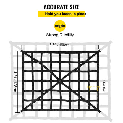 Heavy Duty Truck Bed Cargo Net 1.68m x 1.28m, 500kg Capacity with Cam Buckles