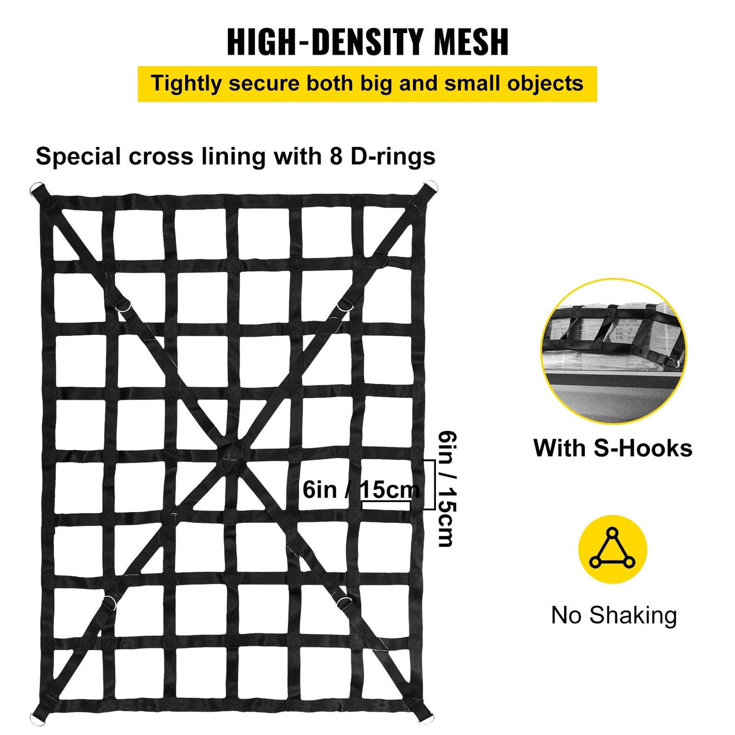 Heavy Duty Truck Bed Cargo Net 1.68m x 1.28m, 500kg Capacity with Cam Buckles