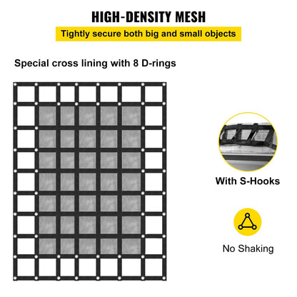 Heavy Duty Polyester Cargo Net with Mesh for Pickup Truck, 2.44 x 2.05 Meters
