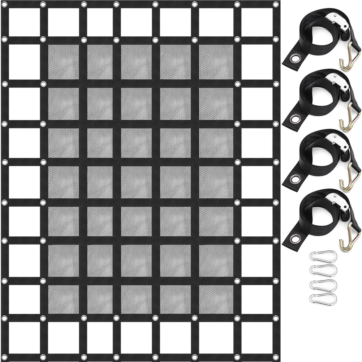 Heavy Duty Polyester Cargo Net with Mesh for Pickup Truck, 2.44 x 2.05 Meters