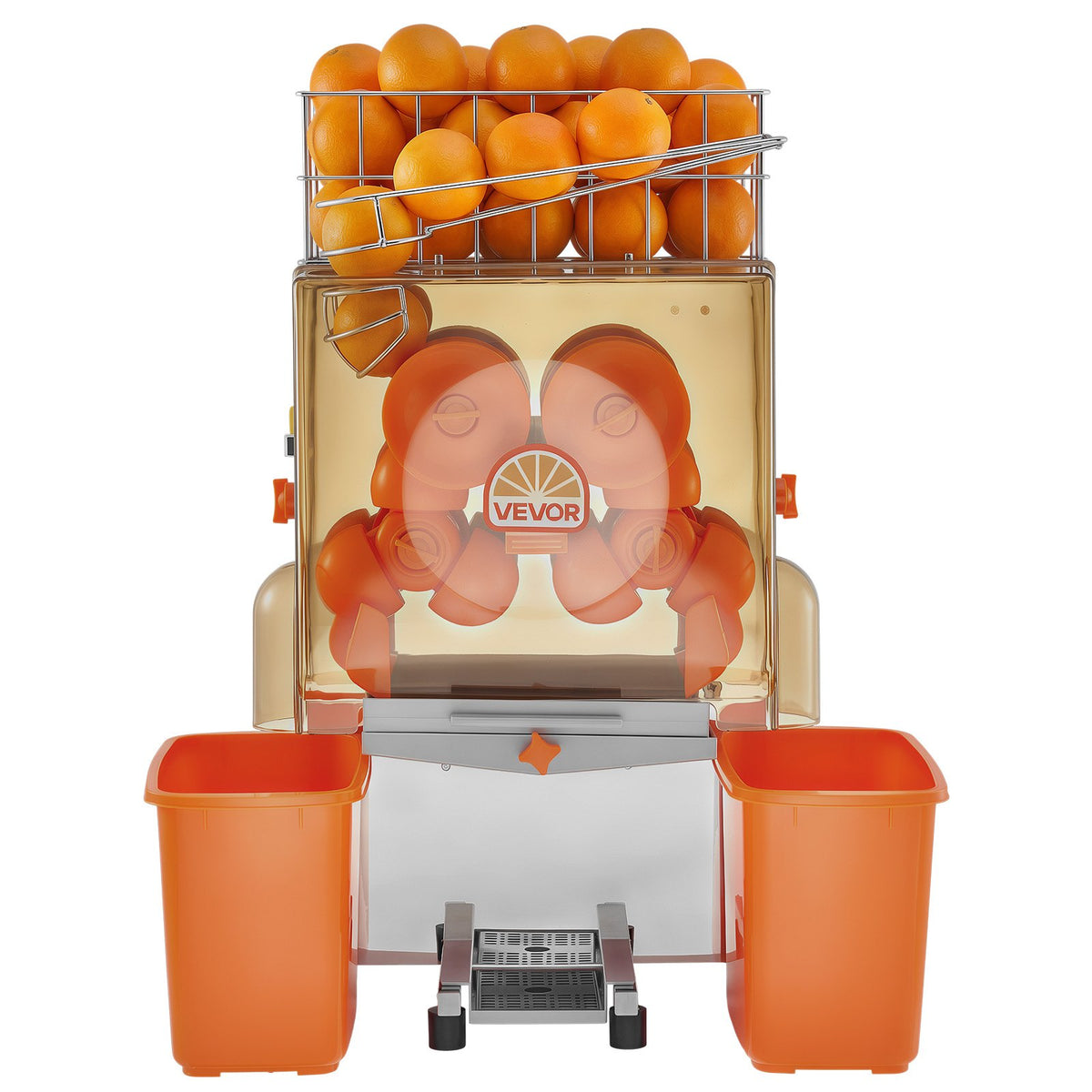 Commercial Orange Juicer Machine, 120W Electric Orange Juice Press, Stainless Steel Orange Squeezer for 20 per Minute, Lemon Citrus Pomegranates Extractor with Peels Collecting Bucket