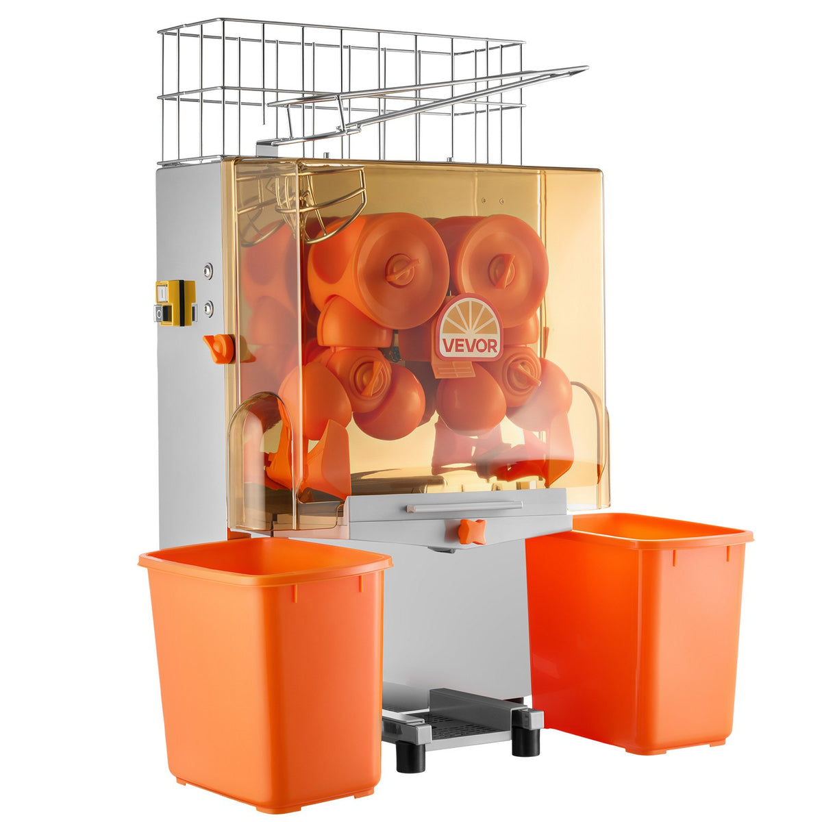 Commercial Orange Juicer Machine, 120W Electric Orange Juice Press, Stainless Steel Orange Squeezer for 20 per Minute, Lemon Citrus Pomegranates Extractor with Peels Collecting Bucket