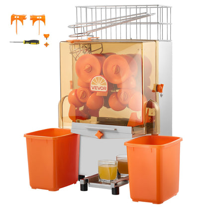 Commercial Orange Juicer Machine, 120W Electric Orange Juice Press, Stainless Steel Orange Squeezer for 20 per Minute, Lemon Citrus Pomegranates Extractor with Peels Collecting Bucket