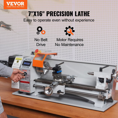800W Precision Mini Metal Lathe, 180x400mm, Variable Speed, 39 kg, 220V