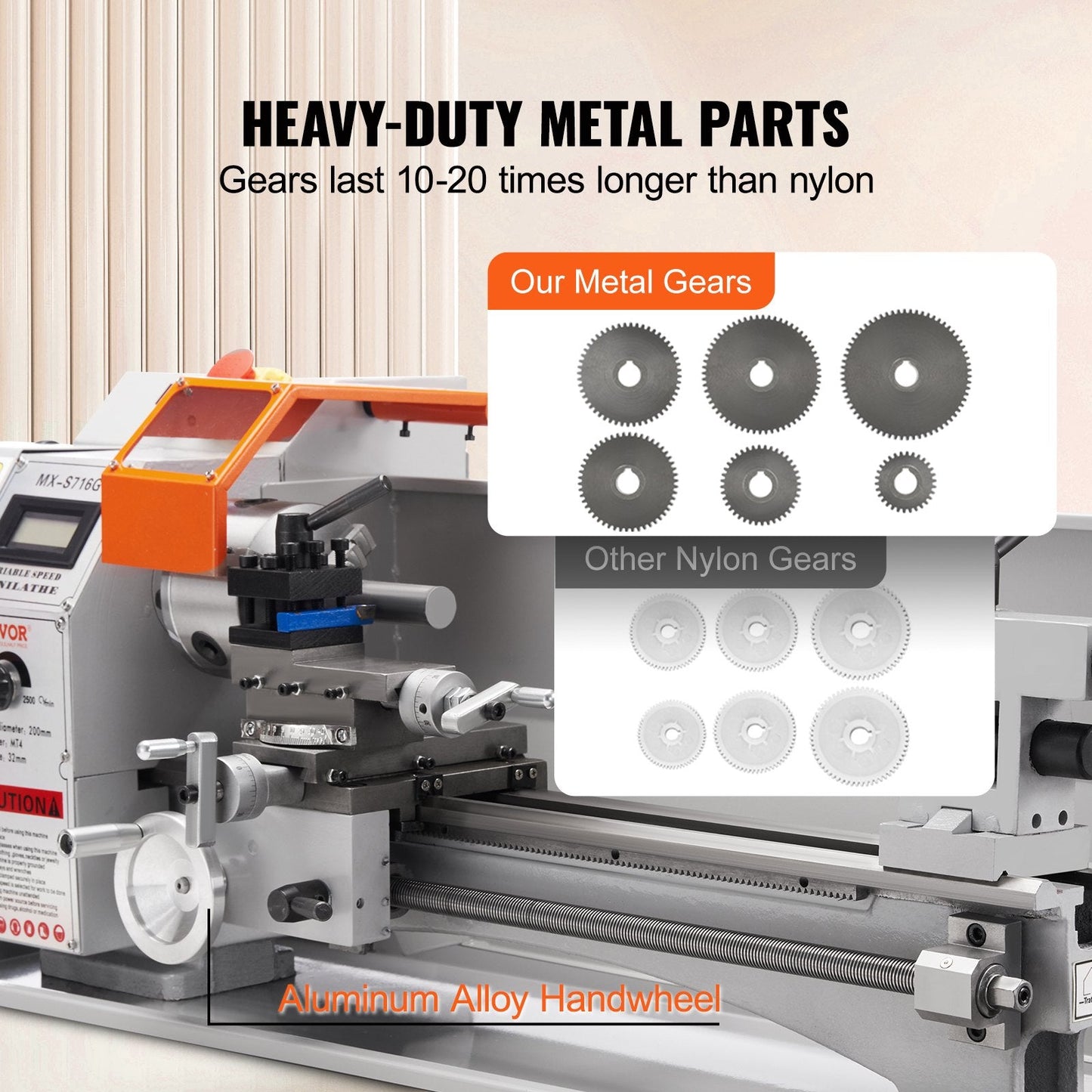 800W Precision Mini Metal Lathe, 180x400mm, Variable Speed, 39 kg, 220V