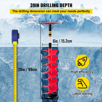 Ice Drill Auger with 15 cm Diameter and 1 m Length for Fishing and Burrowing