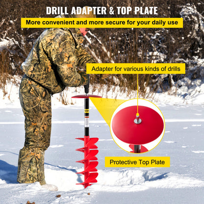 VEVOR Ice Drill Auger, 8\'\' Diameter Nylon Ice Auger, 41\'\' Length Ice Auger Bit,