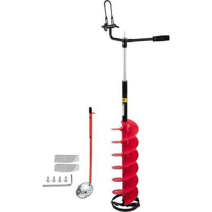 Ice Drill Auger with Adjustable Extension, 20 cm Diameter, 104-122 cm Length