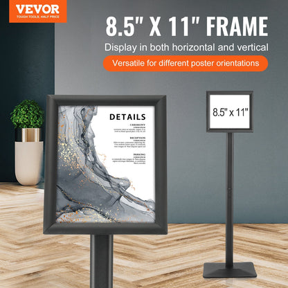 Adjustable Pedestal Sign Holder with Heavy-Duty Metal Base for Indoor/Outdoor Use