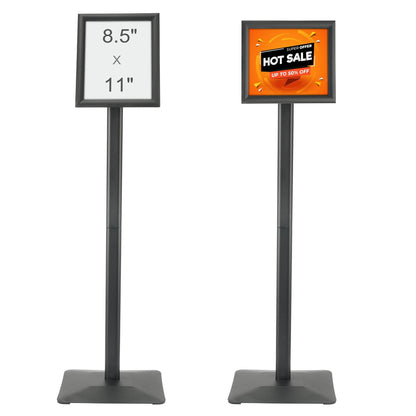 Adjustable Pedestal Sign Holder with Heavy-Duty Metal Base for Indoor/Outdoor Use