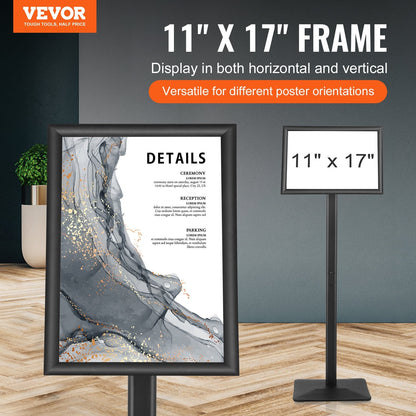 Adjustable Pedestal Poster Stand with Metal Base - Holds 420 x 297 mm Posters