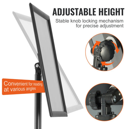 Adjustable Pedestal Poster Stand with Metal Base - Holds 420 x 297 mm Posters