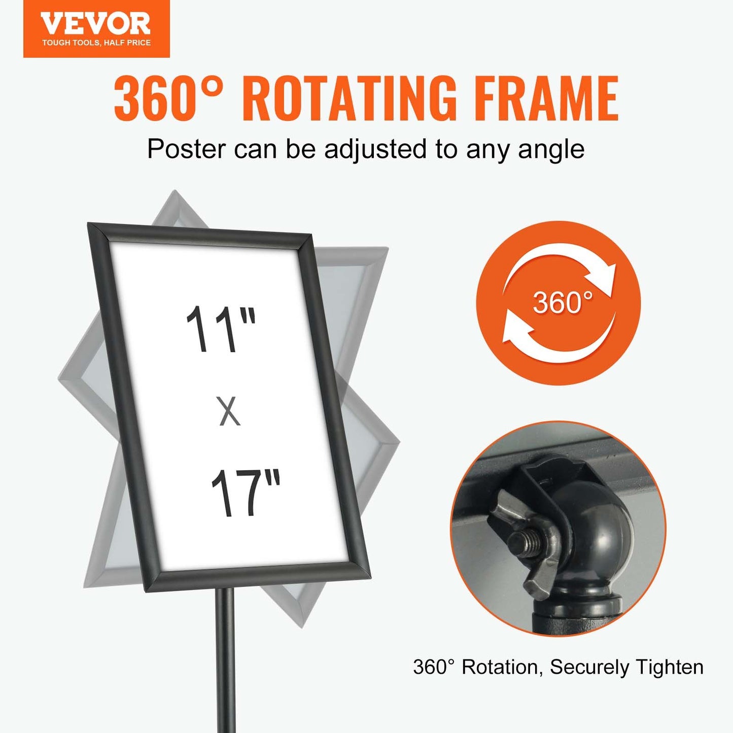 VEVOR Pedestal Sign Holder, 11 x 17 Inch Vertical and Horizontal Adjustable Poster