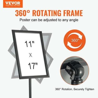 VEVOR Pedestal Sign Holder, 11 x 17 Inch Vertical and Horizontal Adjustable Poster