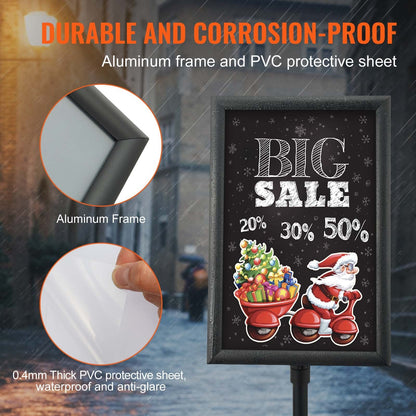 Adjustable Pedestal Sign Holder with Stable Base for Indoor/Outdoor Display