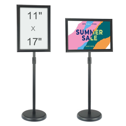 Adjustable Pedestal Sign Holder with Stable Base for Indoor/Outdoor Display