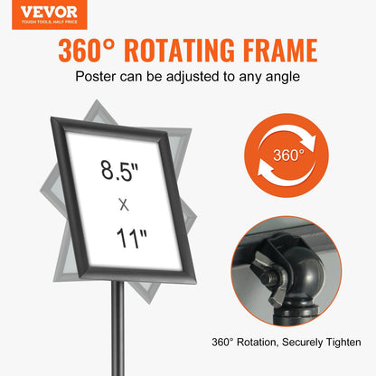 Adjustable Pedestal Sign Holder with Water-Filled Base, Black, 8.5x11 Poster Display