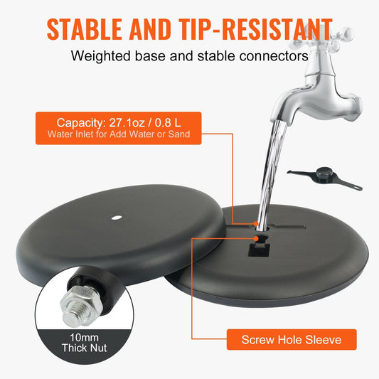 Adjustable Pedestal Sign Holder with Water-Filled Base, Black, 8.5x11 Poster Display