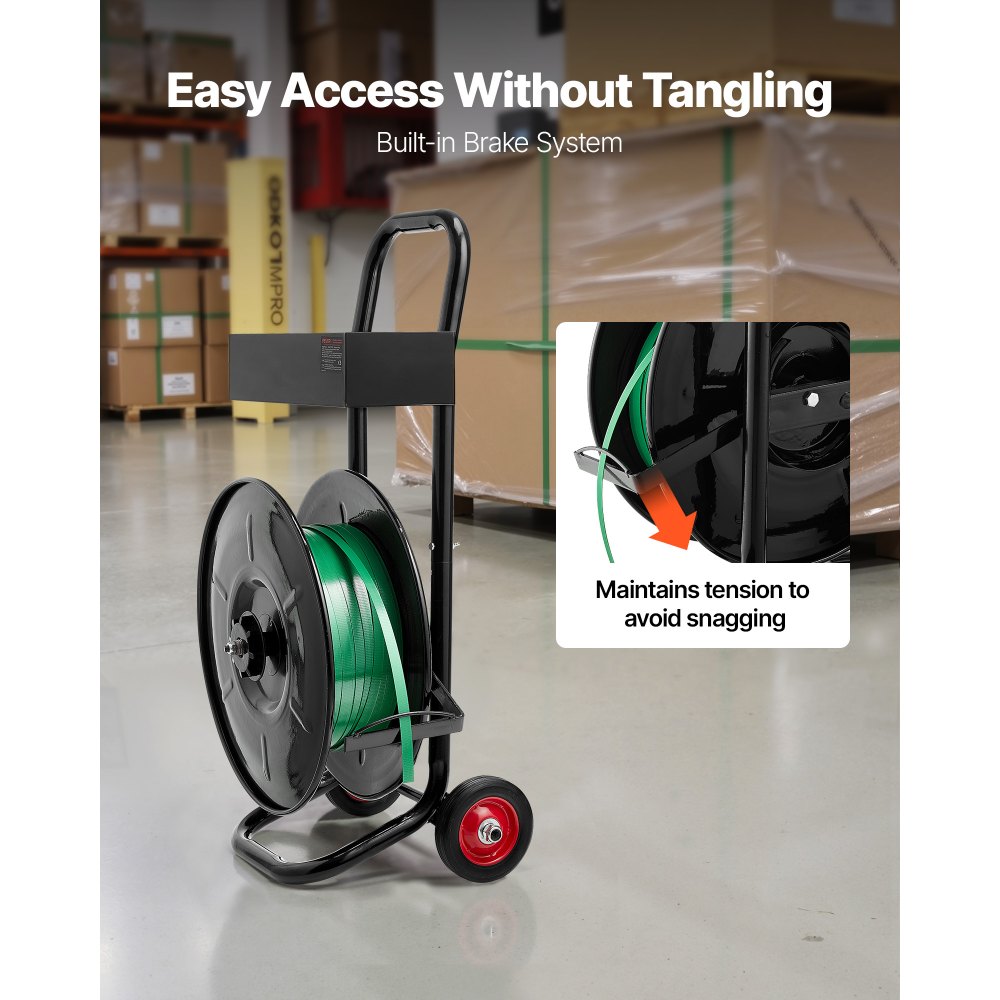 Banding Strapping Cart, Fit for PET / PP / Polyester Strapping Coils with 20.3 cm Core Size, Heavy Duty Strapping Dispen