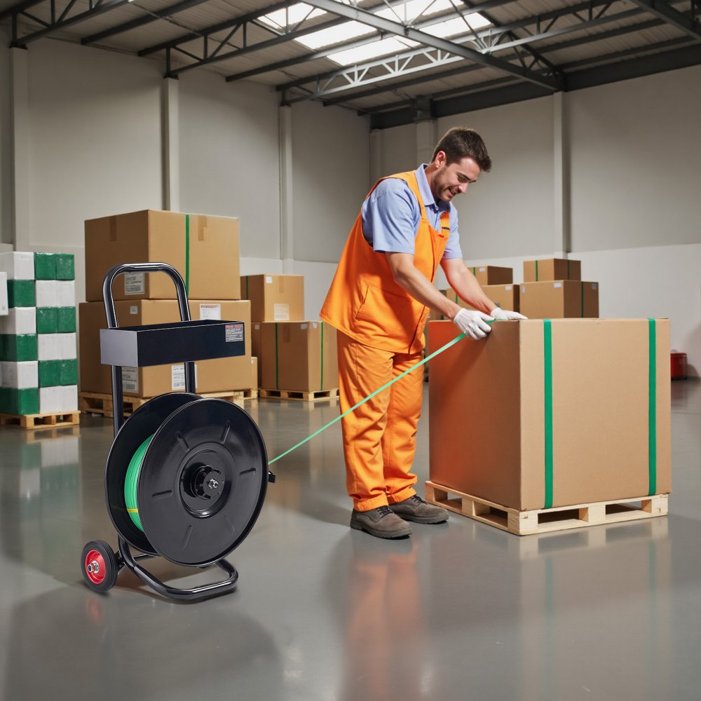 Banding Strapping Cart, Fit for PET / PP / Polyester Strapping Coils with 20.3 cm Core Size, Heavy Duty Strapping Dispen