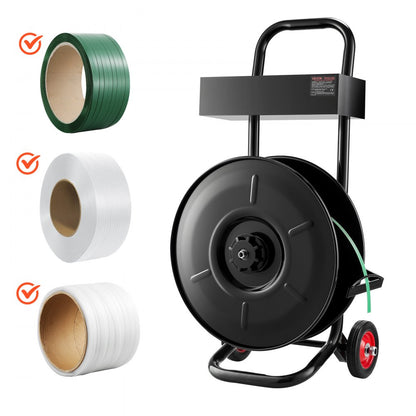 Banding Strapping Cart, Fit for PET / PP / Polyester Strapping Coils with 20.3 cm Core Size, Heavy Duty Strapping Dispen