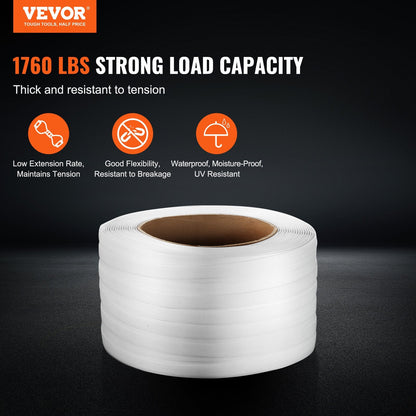 Heavy-Duty Woven Strapping Roll 19 mm x 0.9 mm x 500 m, 800 kg Capacity