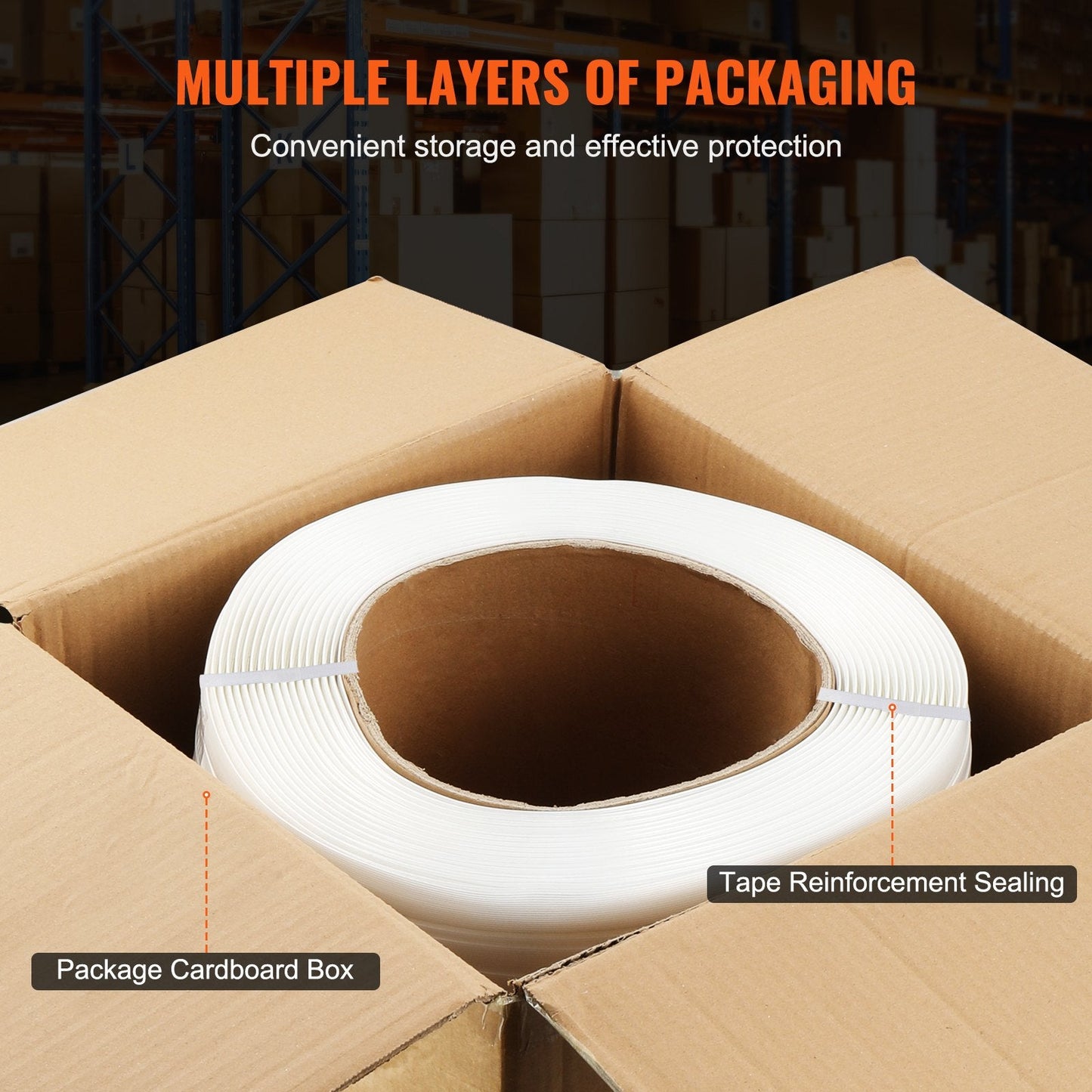 Heavy-Duty Woven Strapping Roll 19 mm x 0.9 mm x 500 m, 800 kg Capacity