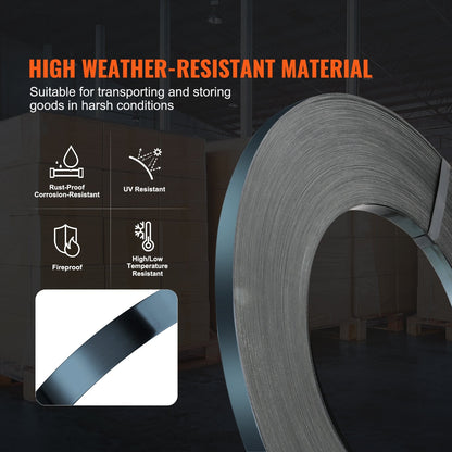 Heavy-Duty Steel Strapping Roll 19mm x 0.55mm x 500m, 770kg Capacity