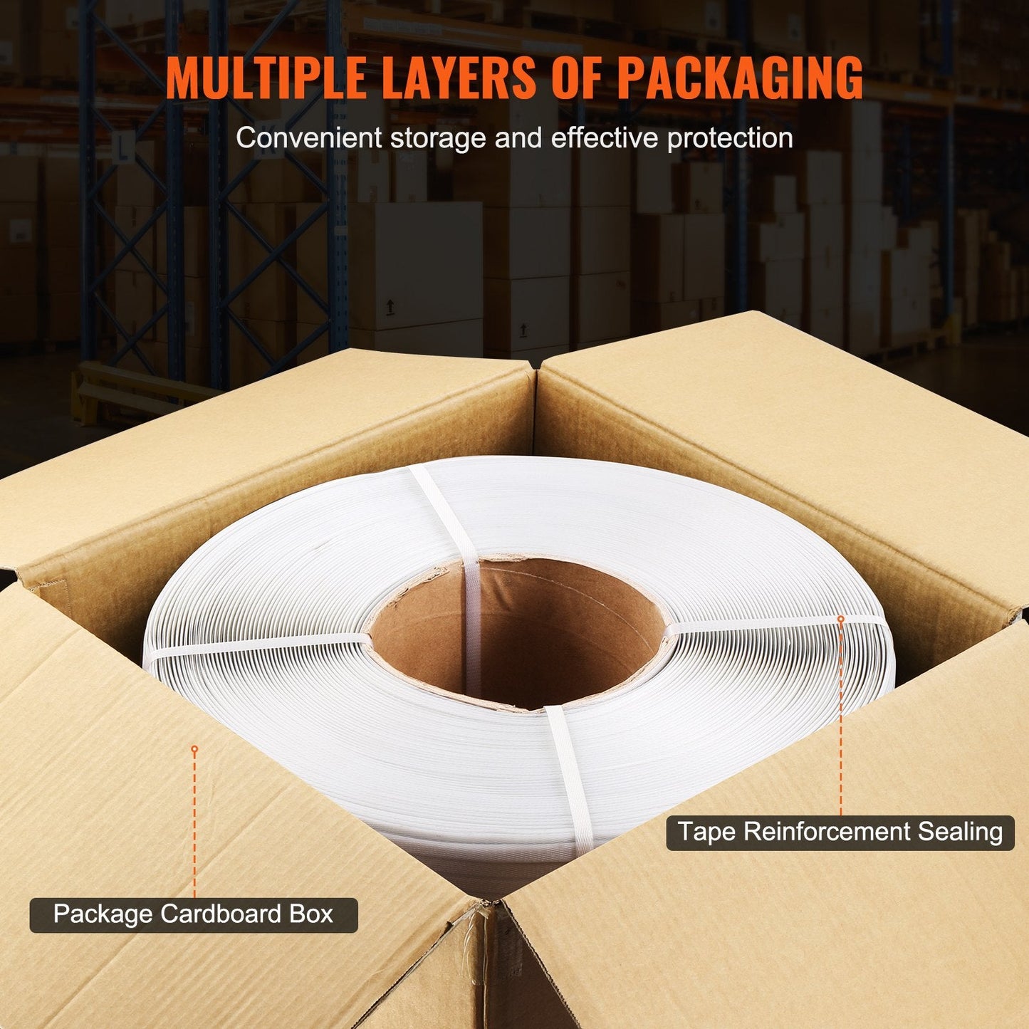 Heavy-Duty PP Strapping Roll 12.7 mm x 0.8 mm x 3000 m, 110 kg Capacity