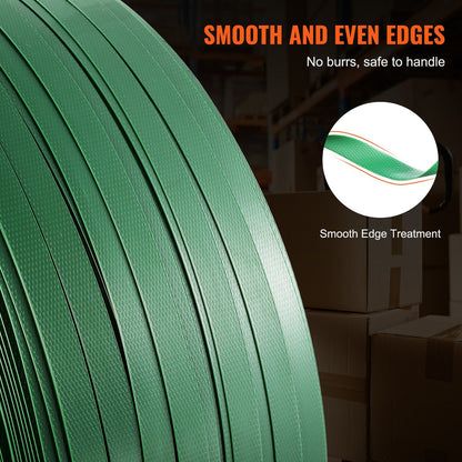 Heavy-Duty 15.9mm x 0.8mm x 1200m PET Strapping Roll, 450kg Capacity, Green