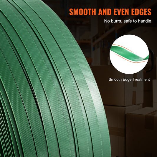 Heavy-Duty 15.9mm x 0.8mm x 1200m PET Strapping Roll, 450kg Capacity, Green
