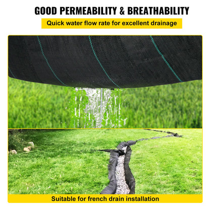 Geotextile Fabric, 3.8 x 9.15 m 3.5oz Woven PP Driveway Drain Cloth with 600lbs Tensile Strength, Heavy Duty Underlayment for Soil Stabilization, Landscaping, Weed Barrier, 12.5FT30FT-3.5OZ, Bla