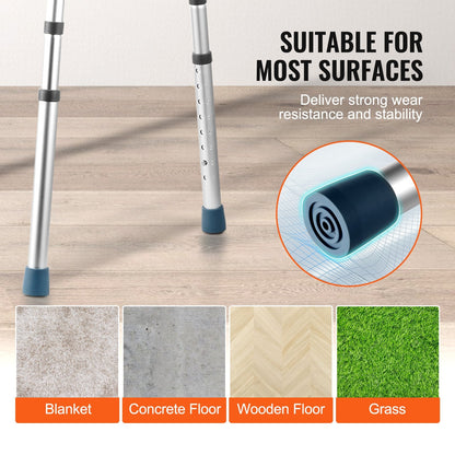 Folding Aluminum Walker with Adjustable Height, Supports Up to 160 kg