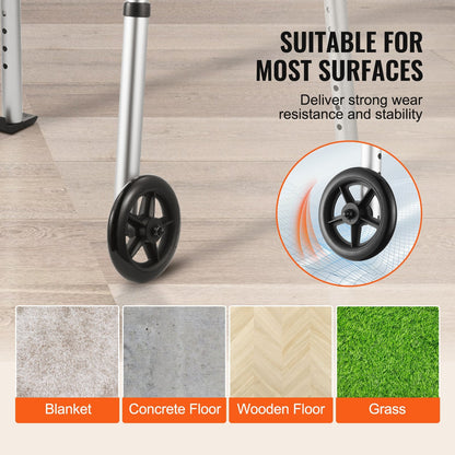 Folding Aluminum Walker with Adjustable Height & Wheels, Supports Up to 159 kg
