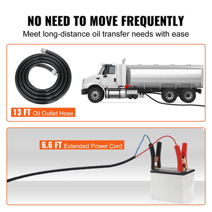VEVOR Fuel Transfer Pump, 12V DC, 10 GPM, 8 m Lift, Portable Electric Diesel Transfer