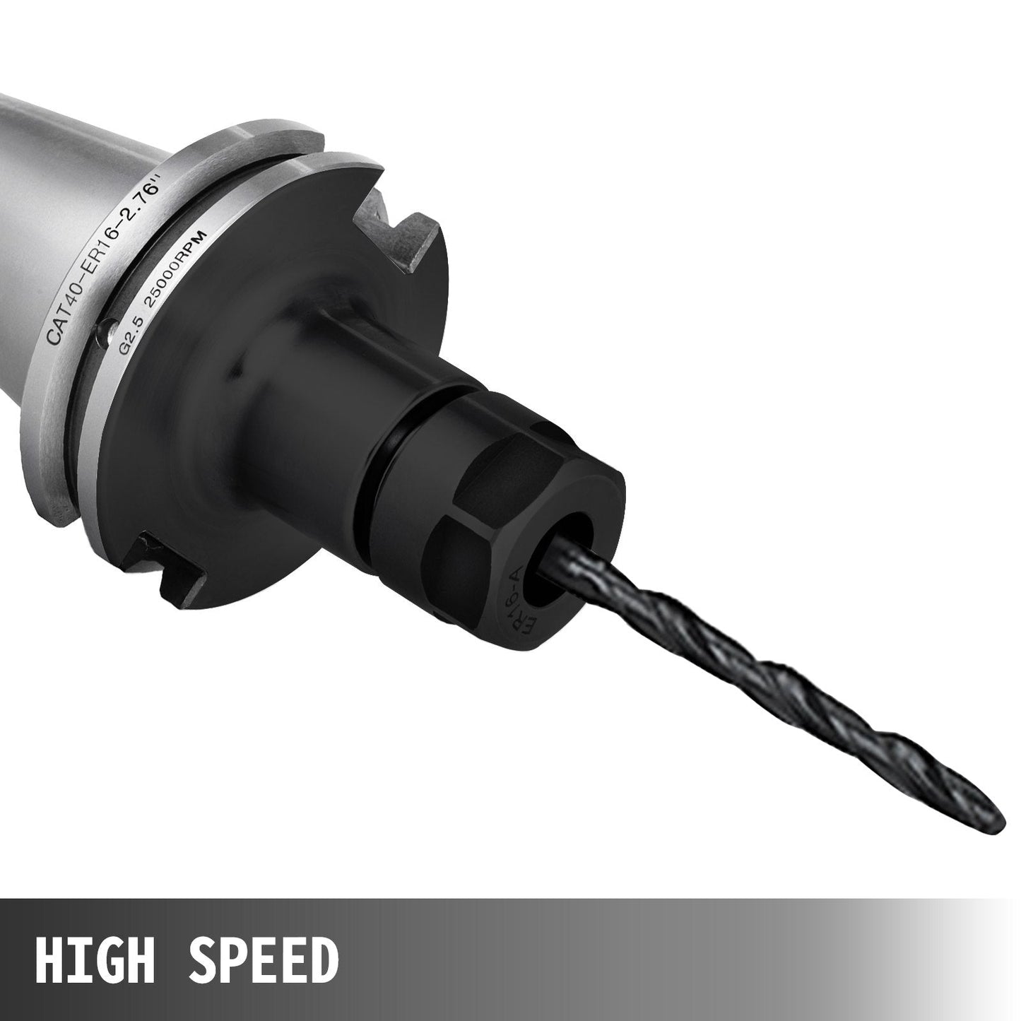 8-Piece CAT40 ER16 Collet Chuck Set, 0.07m Length, for CNC Milling Machines