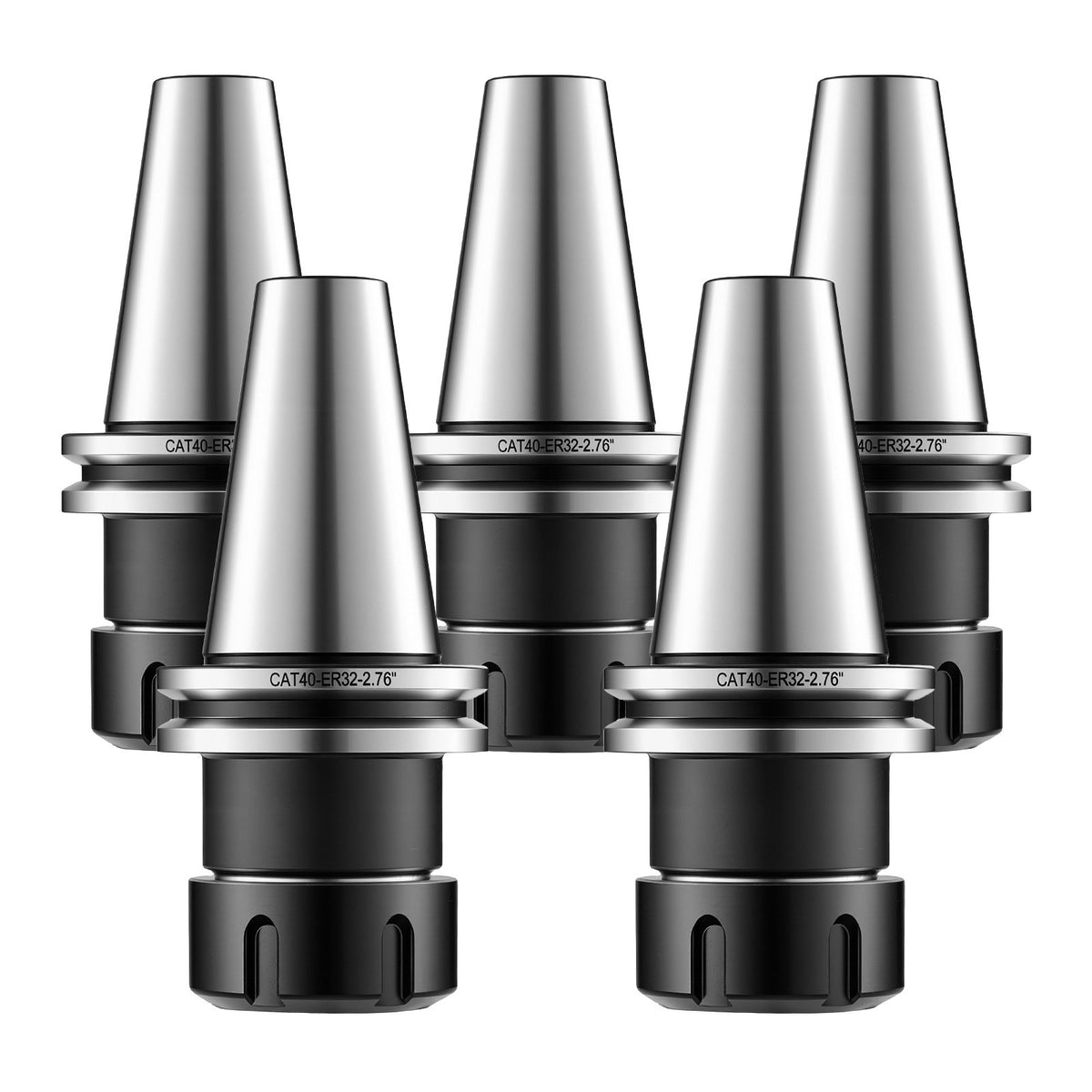CAT40 Collet Holder ER32 5 Piece Precision Spring Collet Chuck Set, for Milling Machine Drill Presses, 4000 RPM Max Speed, CAT40 Tool Holder Spring Collet with 0.0004" TIR, Labeled Storage Box