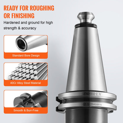 CAT40 Collet Holder Set, 35 Pcs with Pull Studs and Wrenches, for Milling