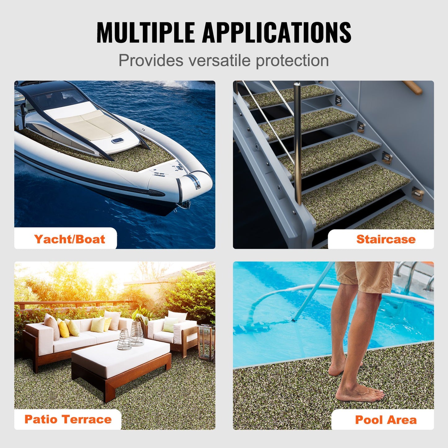 VEVOR Boat Flooring, EVA Foam Boat Decking 94.5" x 23.6", Non-Slip Self-Adhesive
