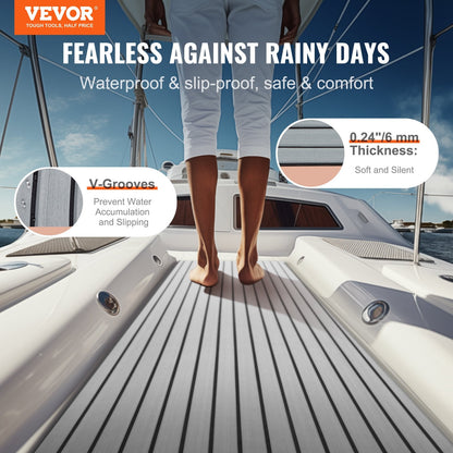 Non-Slip EVA Foam Boat Decking, 2.4m x 0.9m, Easy Install Marine Flooring