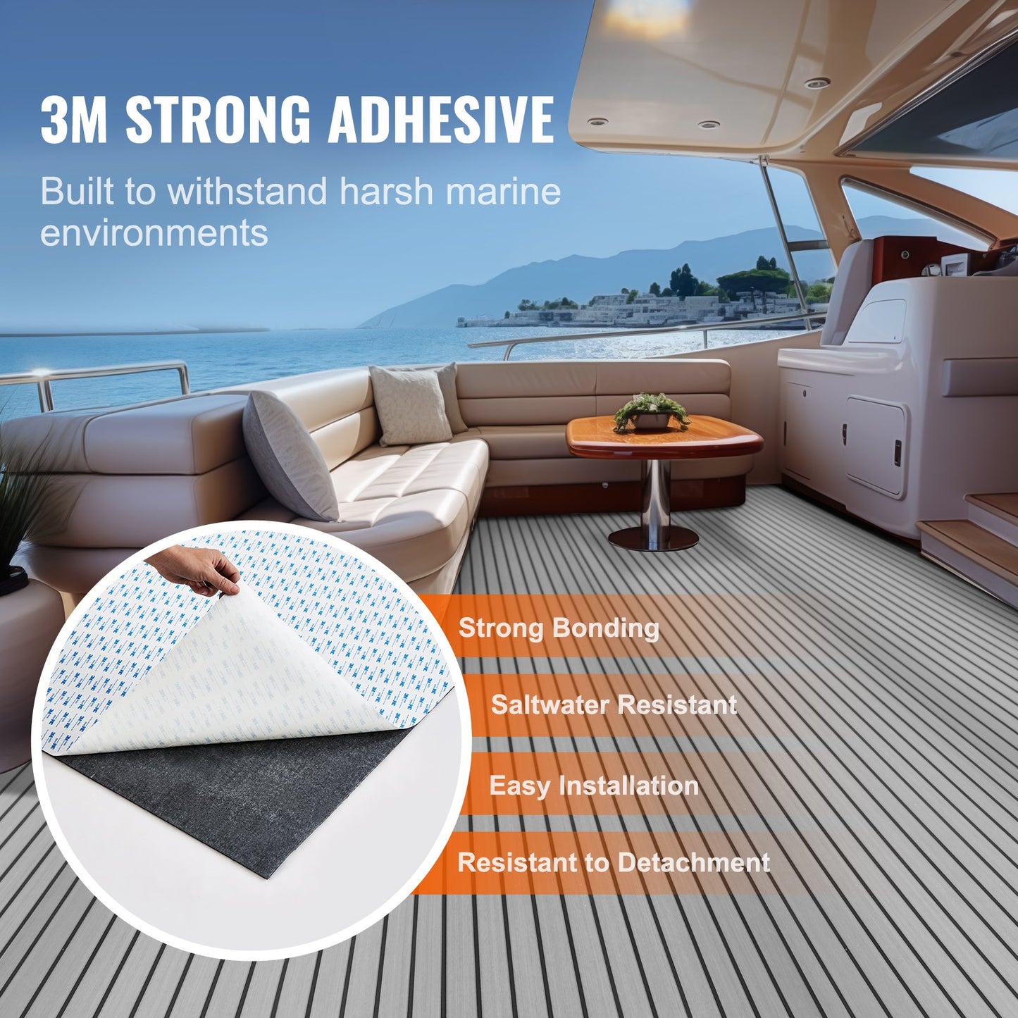 VEVOR Boat Flooring, EVA Foam Boat Decking 94.5" x 35.4", Non-Slip Self-Adhesive