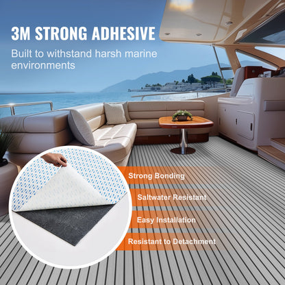 VEVOR Boat Flooring, EVA Foam Boat Decking 94.5" x 35.4", Non-Slip Self-Adhesive