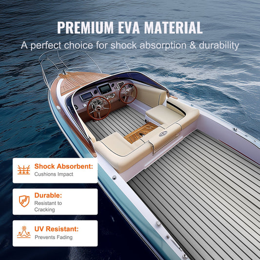 Non-Slip EVA Foam Boat Decking, 2.4m x 0.9m, Easy Install Marine Flooring