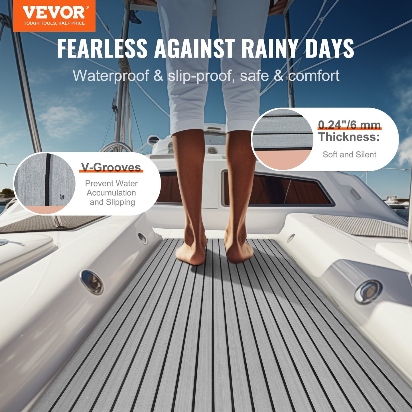 VEVOR Boat Flooring, EVA Foam Boat Decking 94.5" x 45.7", Non-Slip Self-Adhesive