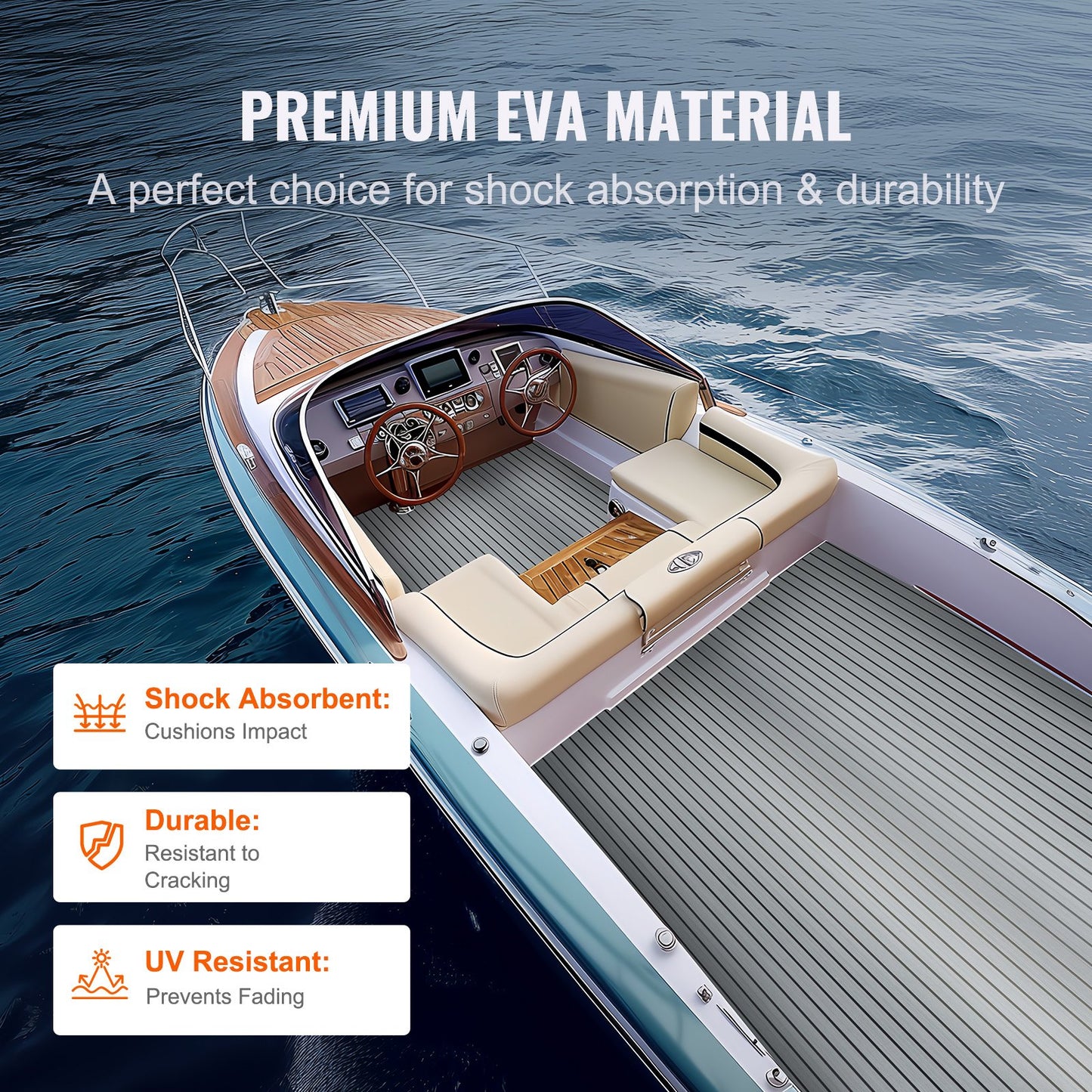 VEVOR Boat Flooring, EVA Foam Boat Decking 94.5" x 45.7", Non-Slip Self-Adhesive