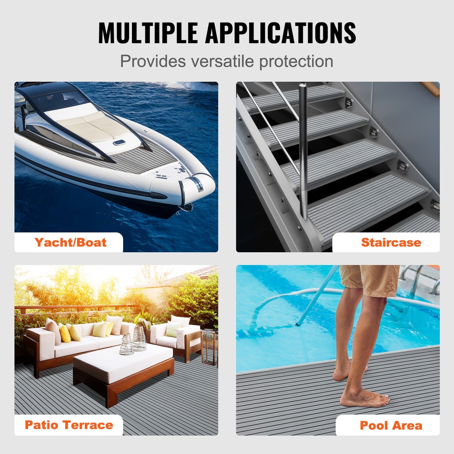 VEVOR Boat Flooring, EVA Foam Boat Decking 94.5" x 45.7", Non-Slip Self-Adhesive