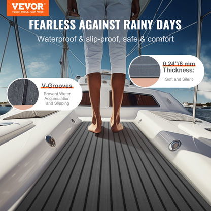 VEVOR Boat Flooring, EVA Foam Boat Decking 94.5" x 17.7", Non-Slip Self-Adhesive